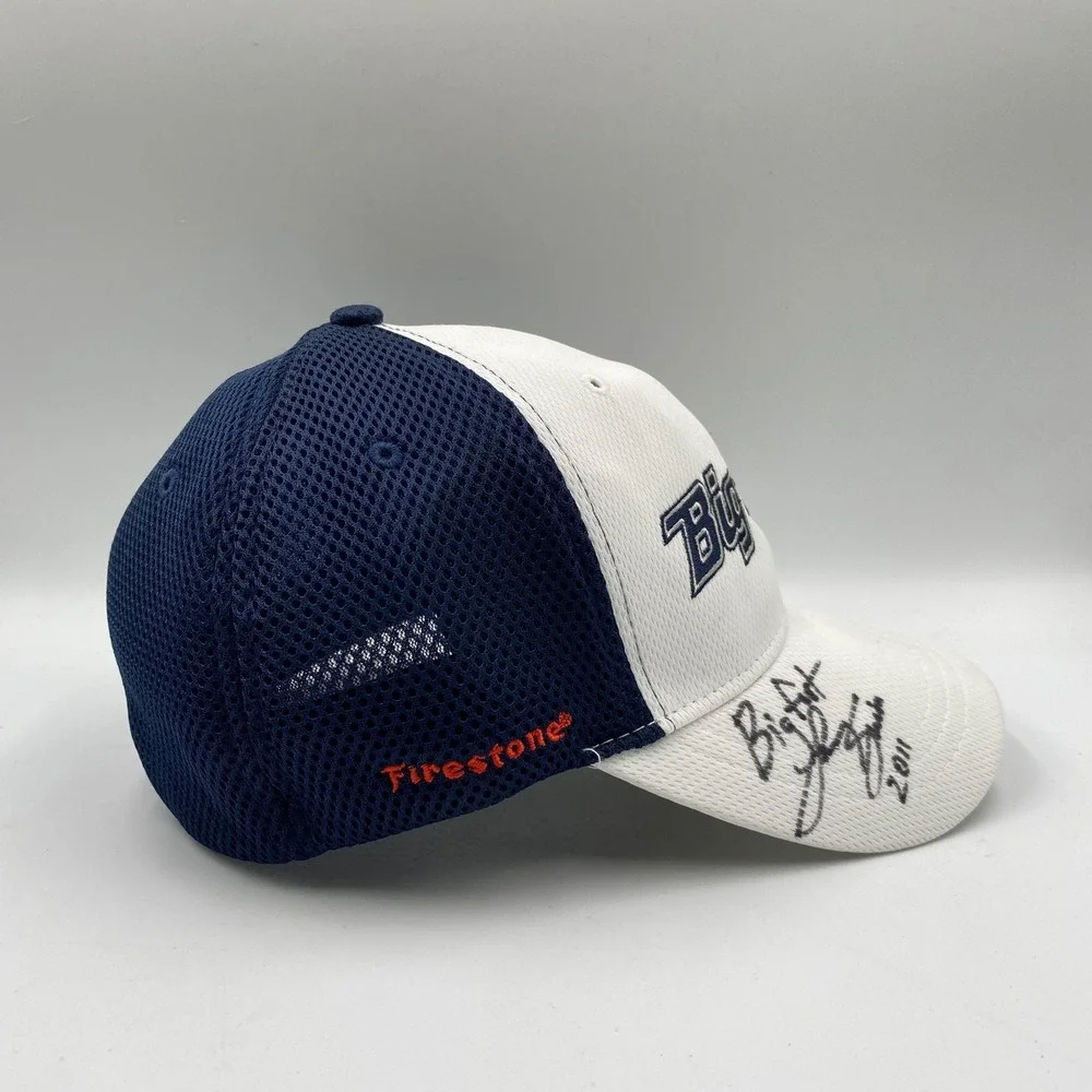 Bigfoot Hat Cap Fitted Mens‎ Medium White Navy Monster Truck Autographed 2011